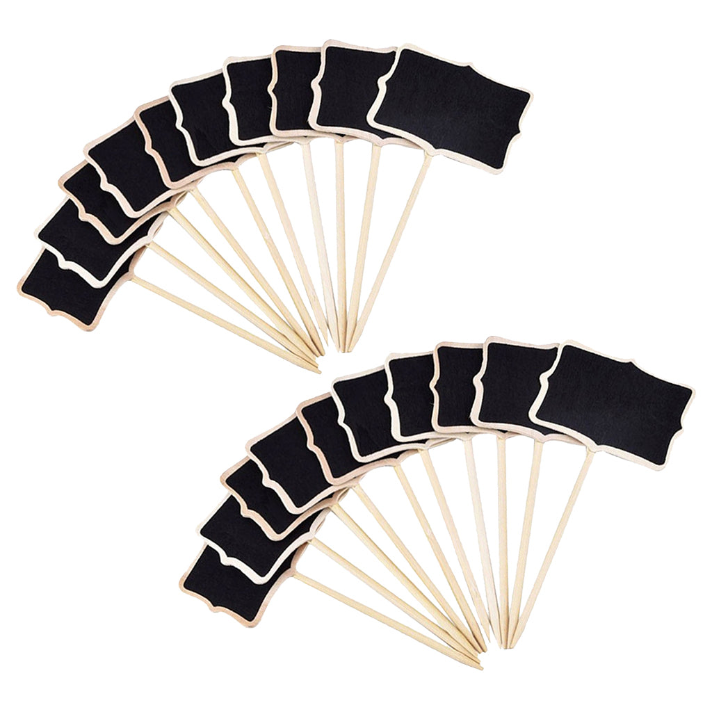 20 Pieces Wooden Blackboard Chalkboard Message Board with Stick Tags