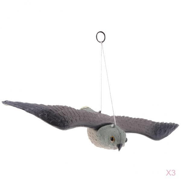 3 Realistic Flying Bird Hawk Decoy Crow Scarecrow Garden Hunting Scarer