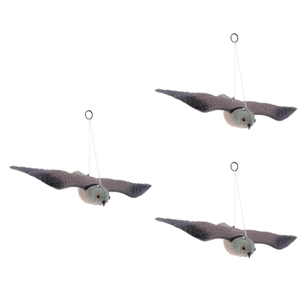 3 Realistic Flying Bird Hawk Decoy Crow Scarecrow Garden Hunting Scarer