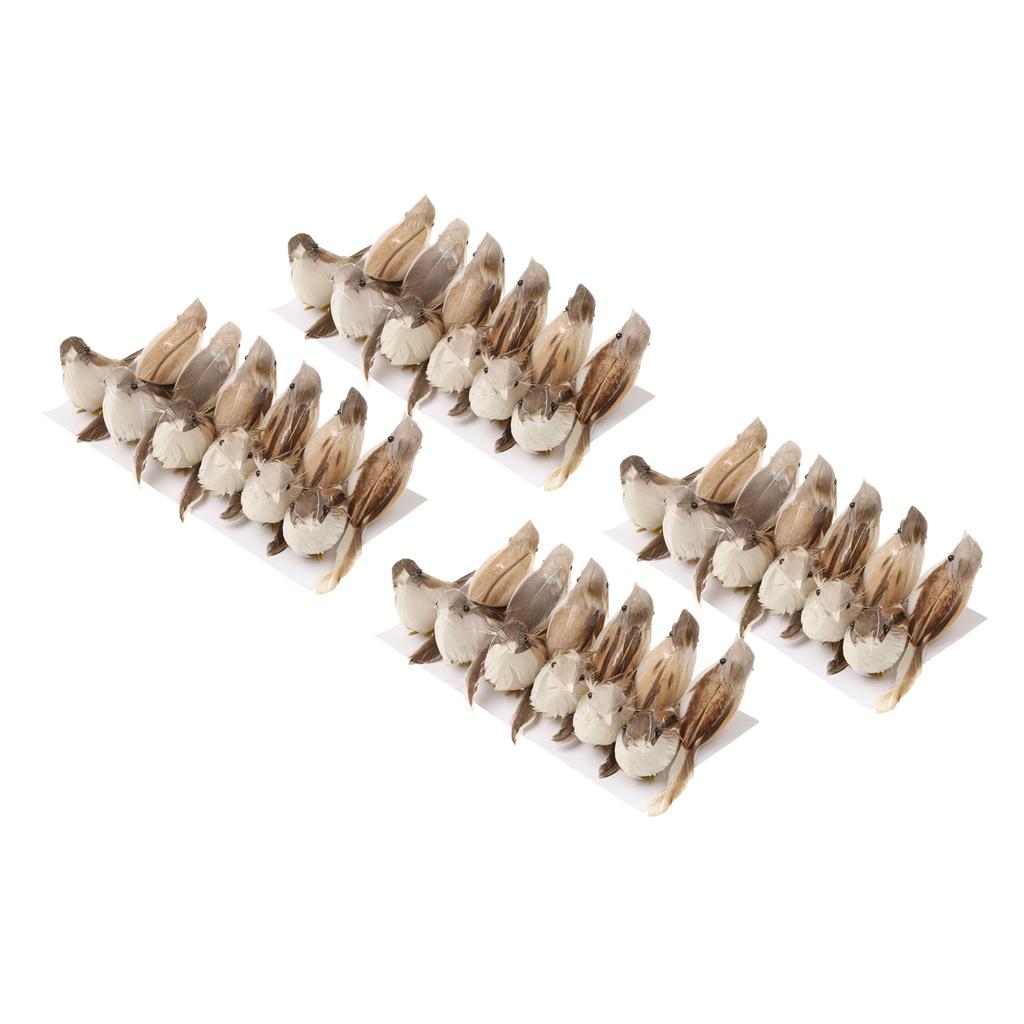 48Pieces Perched Woodland Birds Artificial Feather bird Home Ornaments Decor