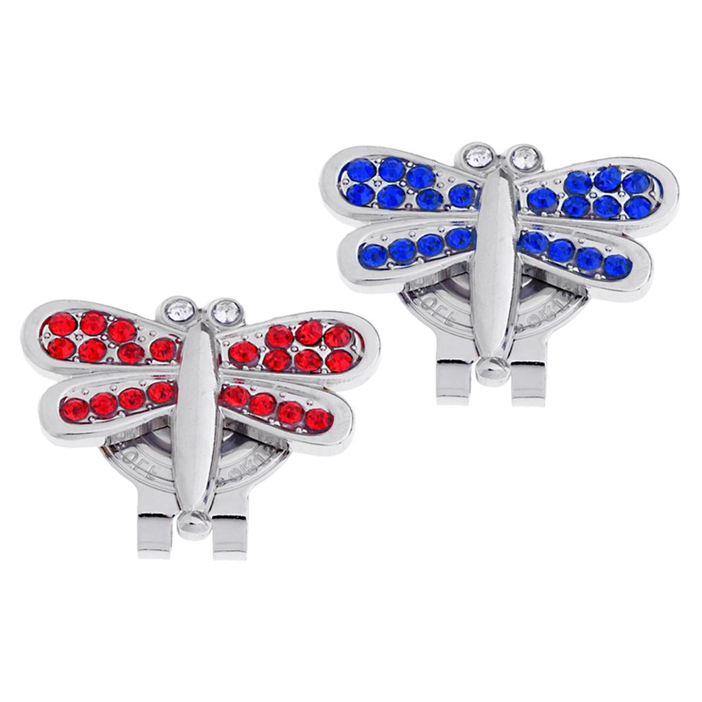 2pcs Golf Cap Hat Visor Clip Magnetic Ball Marker Golfer Gift Dragonfly