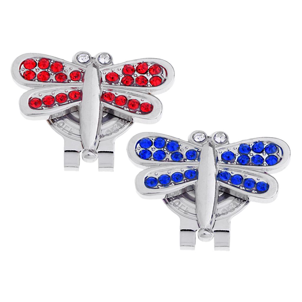 2pcs Golf Cap Hat Visor Clip Magnetic Ball Marker Golfer Gift Dragonfly