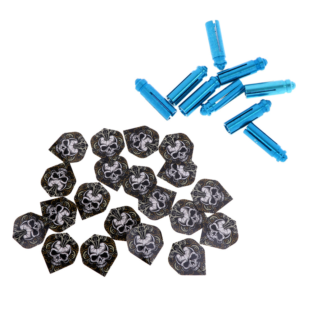 20pcs Standard Shape Dart Flights Tail Replacement Skull with 9 Darts Saver