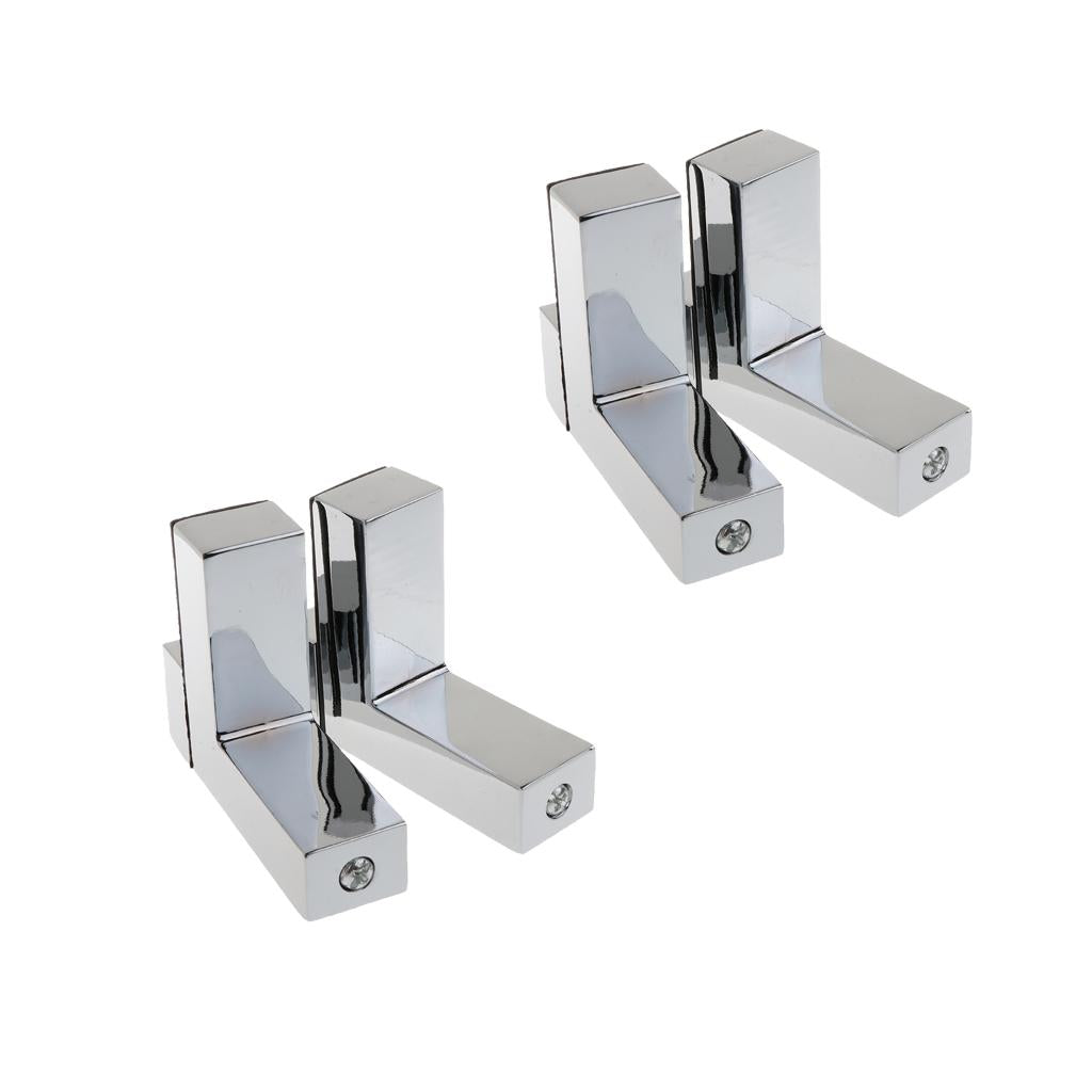 4xSolid Metal Adjustable Wood/Glass Shelf Bracket Wall Mount Brushed Nickel