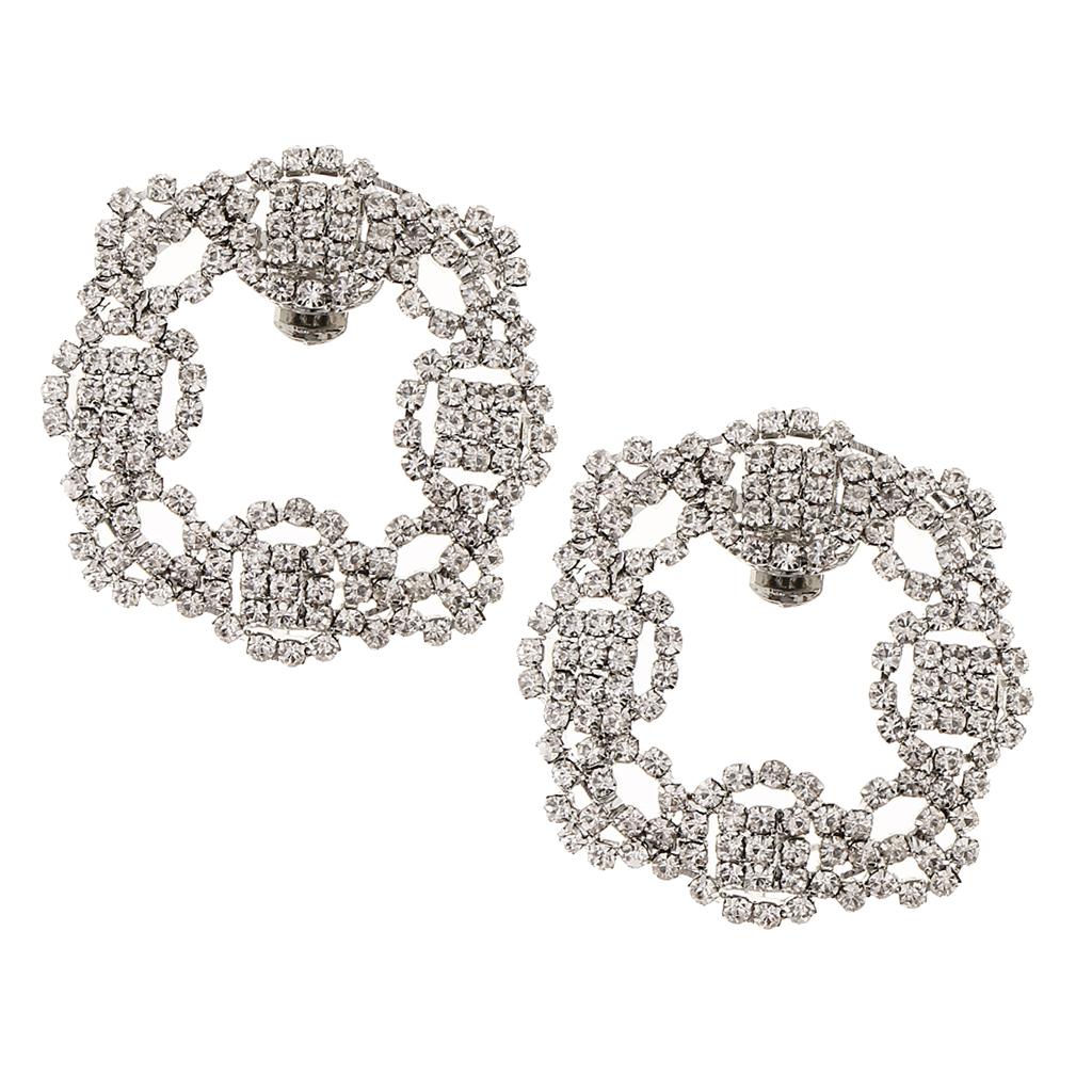 2Pcs Rhinestone Crystal Shoe Buckle Shoe Clips for Bridal Shoes Decoration