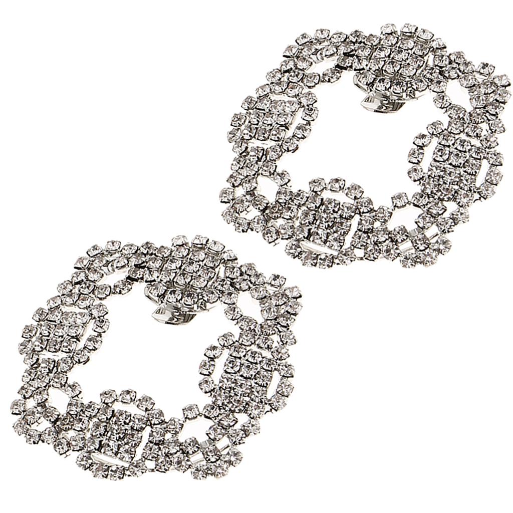 2Pcs Rhinestone Crystal Shoe Buckle Shoe Clips for Bridal Shoes Decoration