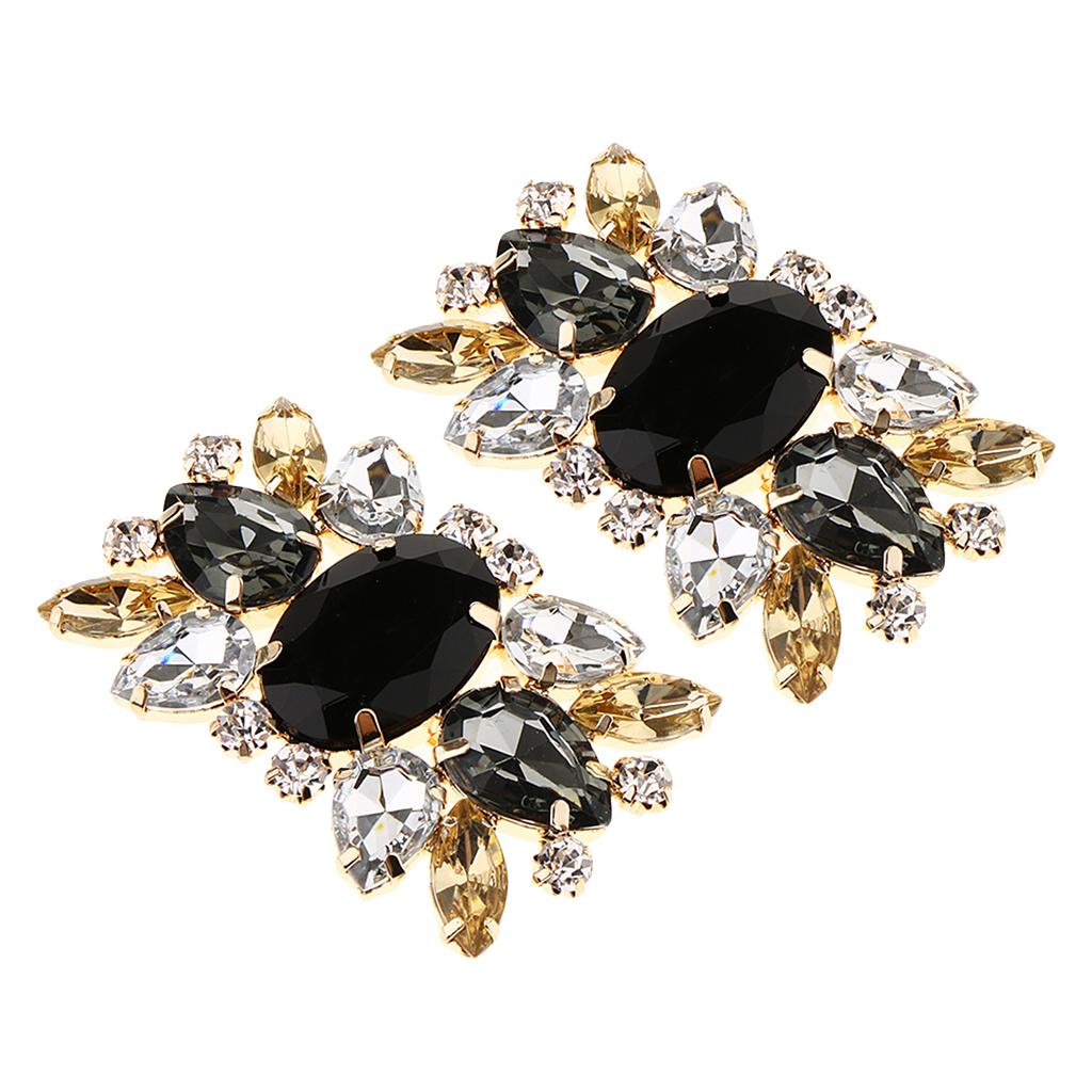 2pcs Luxury Crystal Shoe Clips Rinestone Bridal Shoe Buckles Decor for Women