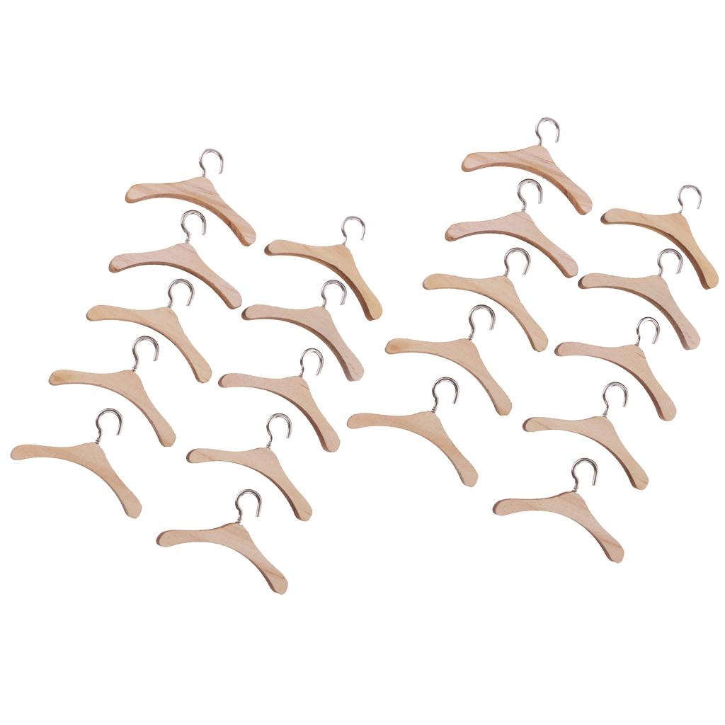 12inch BJD Dolls Wooden Metal Hook Clothes Hanger for Blythe Dolls 20 Pieces