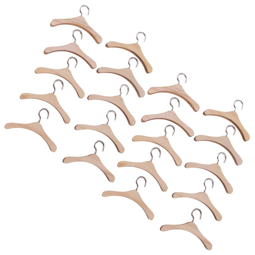 12inch BJD Dolls Wooden Metal Hook Clothes Hanger for Blythe Dolls 20 Pieces