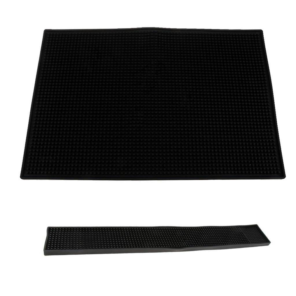 2PCS Black Rubber Beer Bar Runner Spill Mats for Pub Party 60x8cm 30x45cm