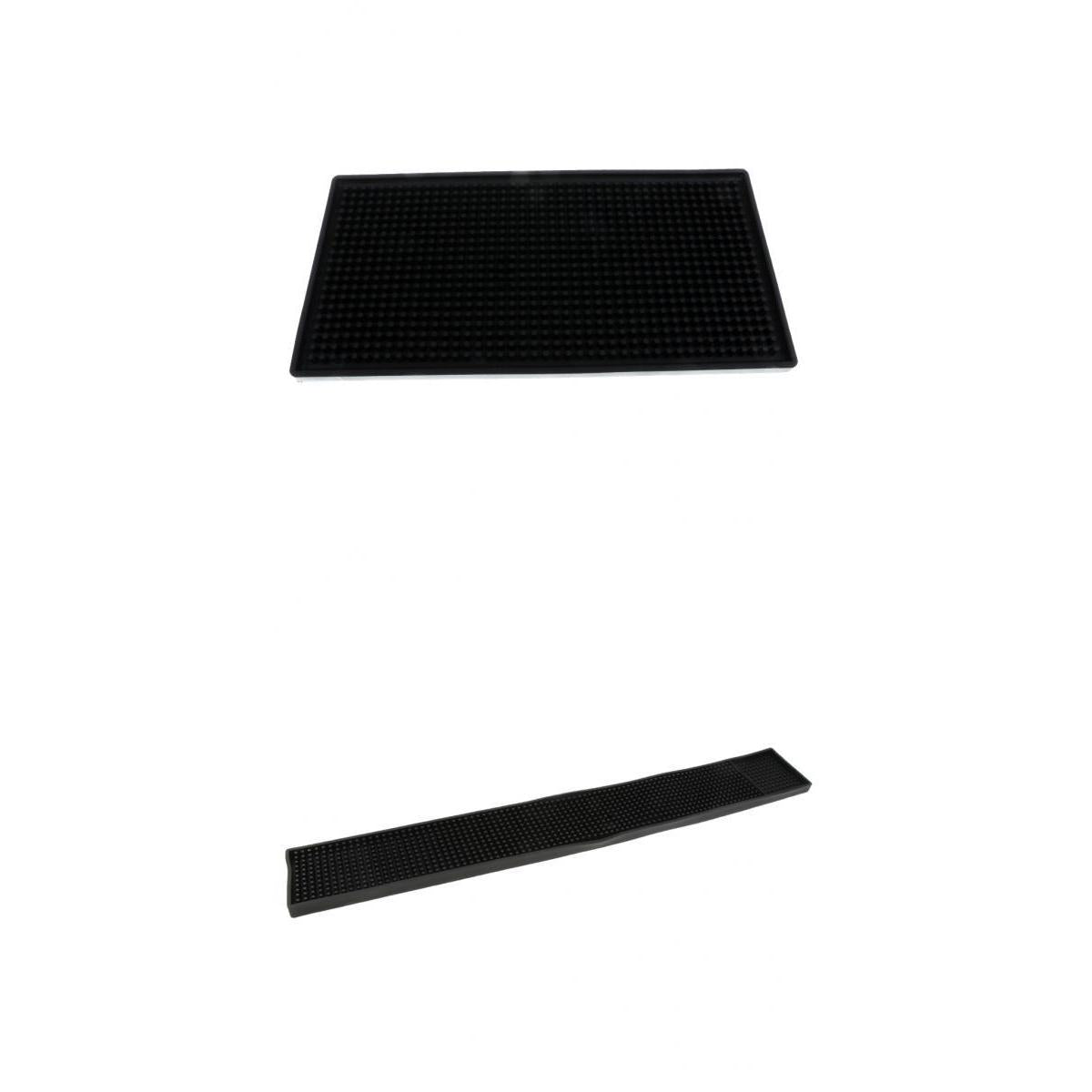 2pcs Black Rubber Beer Bar Service Runner Mat for Glasses 60x8cm 15x30CM
