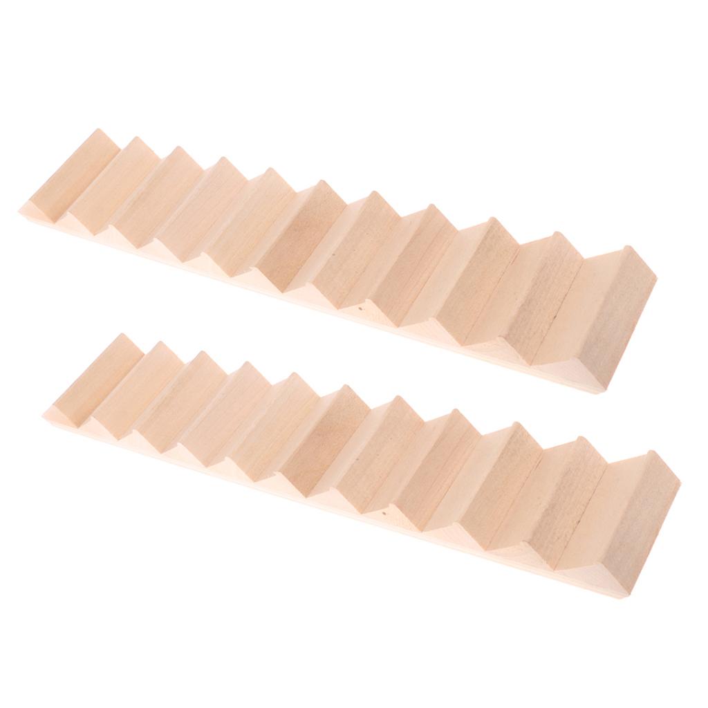 2 Pieces 1/12 Scale Dollhouse Miniature Wood Staircase DIY House Decoration