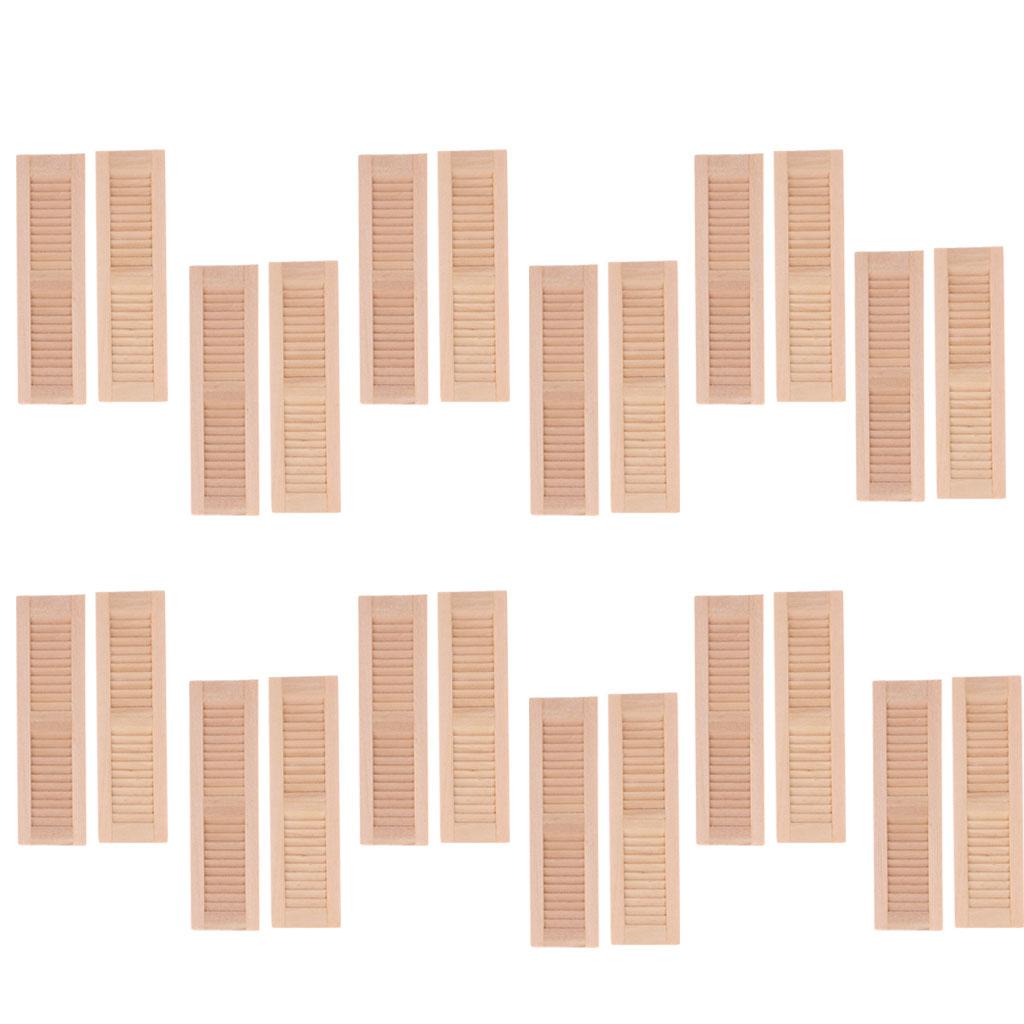 24 Pieces 1/12 Dollhouse Furniture Wooden Shutters DIY Window Accessories