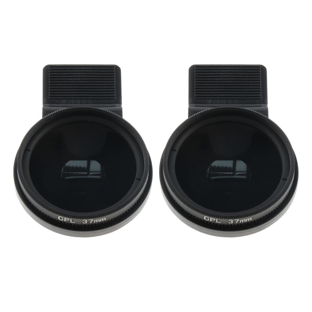 2 Pieces 37mm Thin Efficient Circular Polarized Lens Filter For Mobile Phone
