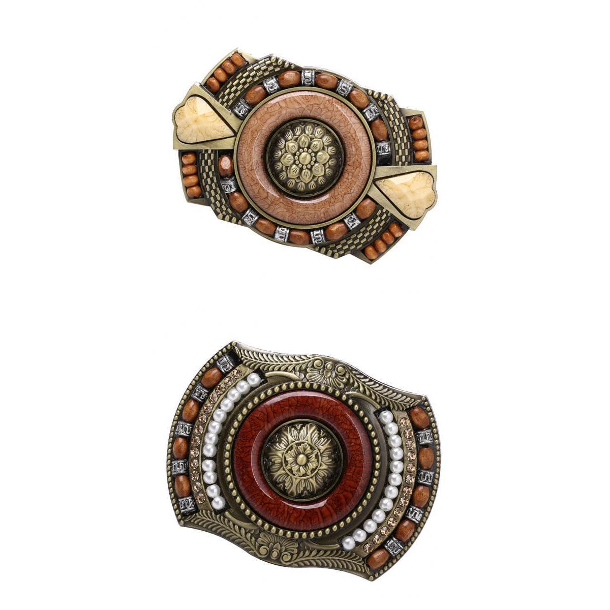 2Pcs Men's Western Bohemian Indian Jeans Vintage Belt Buckle