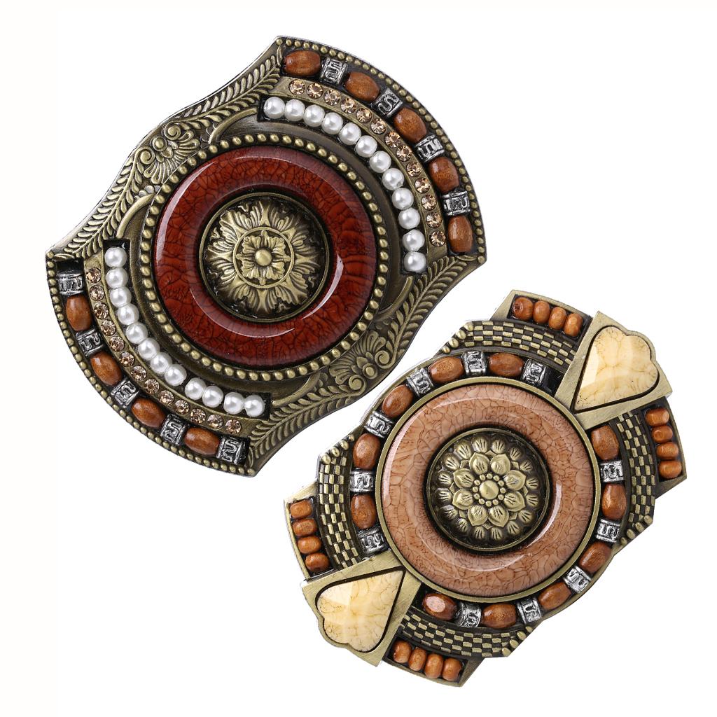 2Pcs Men's Western Bohemian Indian Jeans Vintage Belt Buckle