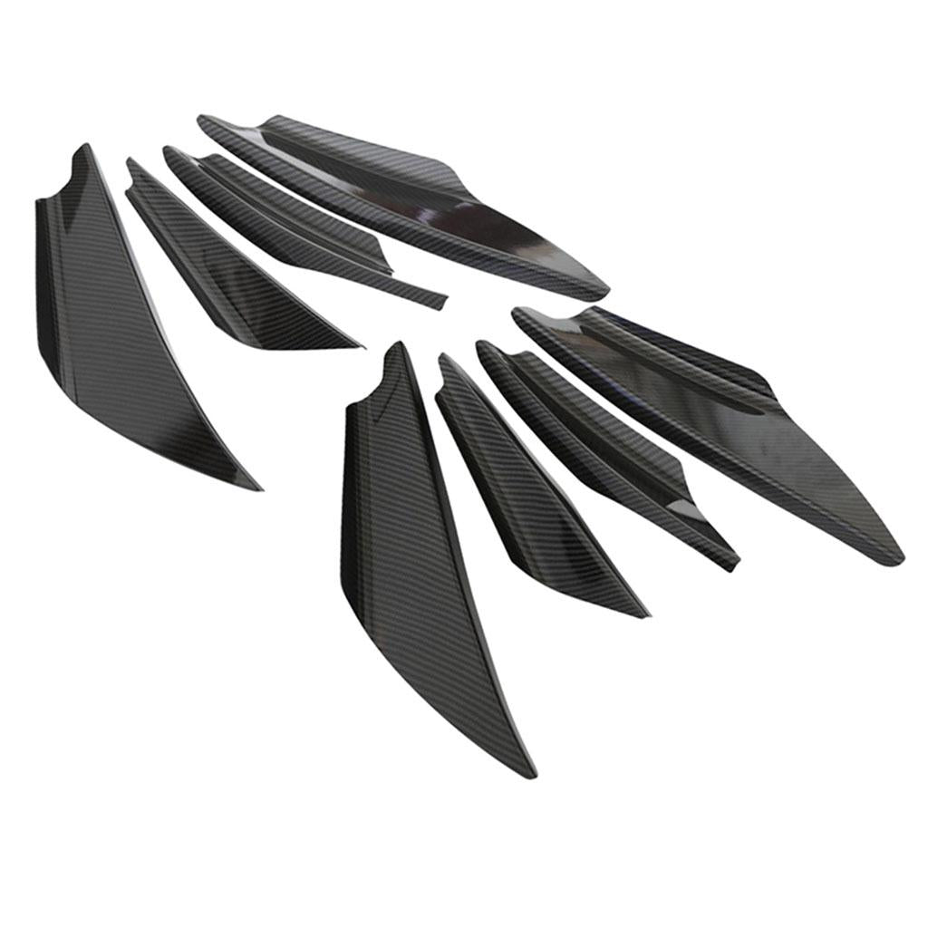 8 Pieces Golssy Universal Carbon Fiber Front Bumper Splitter Fins Trim Set