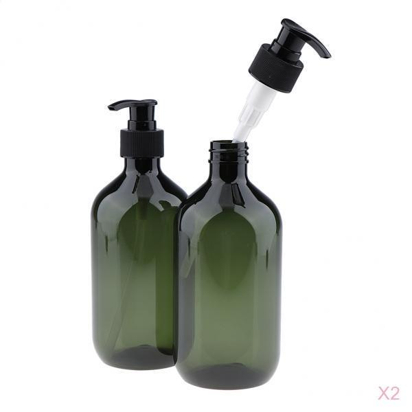 4Pcs Empty PET Shampoo Conditioner Pump Bottle Makeup Containers 500ml Green