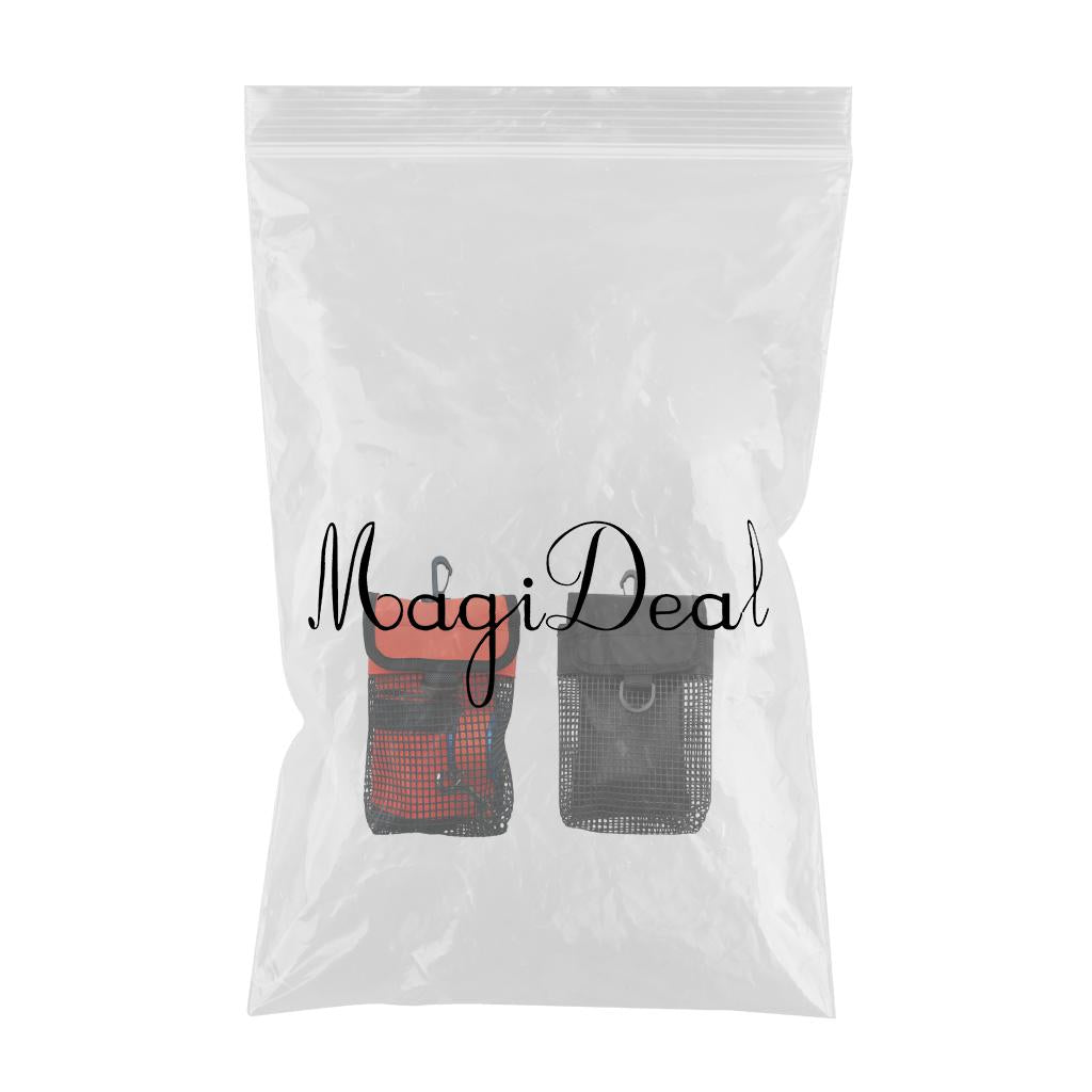 2Pcs Scuba Diving Reel & SMB Safety Marker Buoy Holder Carrying Mesh Bag