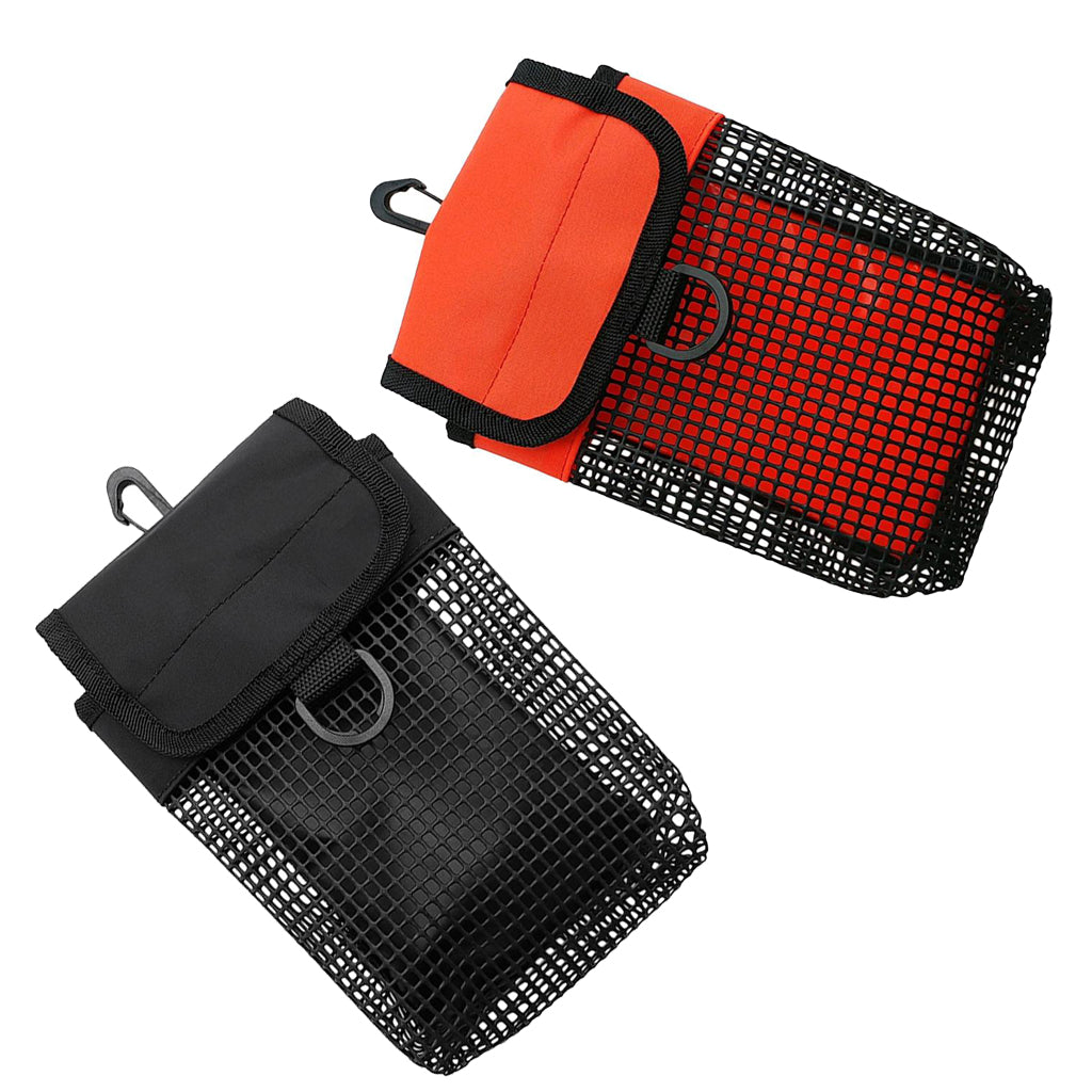 2Pcs Scuba Diving Reel & SMB Safety Marker Buoy Holder Carrying Mesh Bag