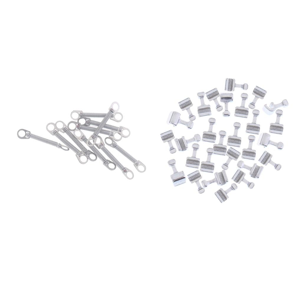 50PCS Dental Orthodontic Crimpable Arch Hooks Short+10Pcs Close Coil Spring