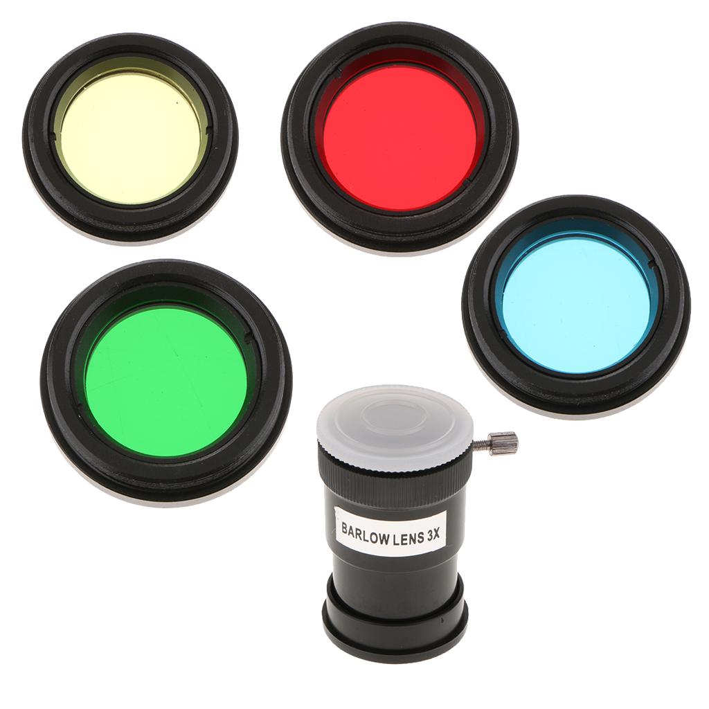 Barlow Lens 1.25inch/31.7mm Astronomy Telescope Eyepiece 3X & Filter Set Kit