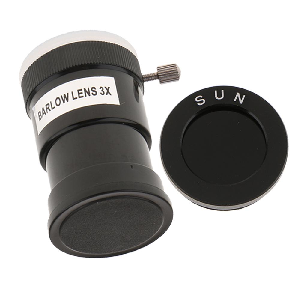 Barlow Lens 1.25 Inch /31.7mm Astronomy Telescope Eyepiece 3X & Black Filter