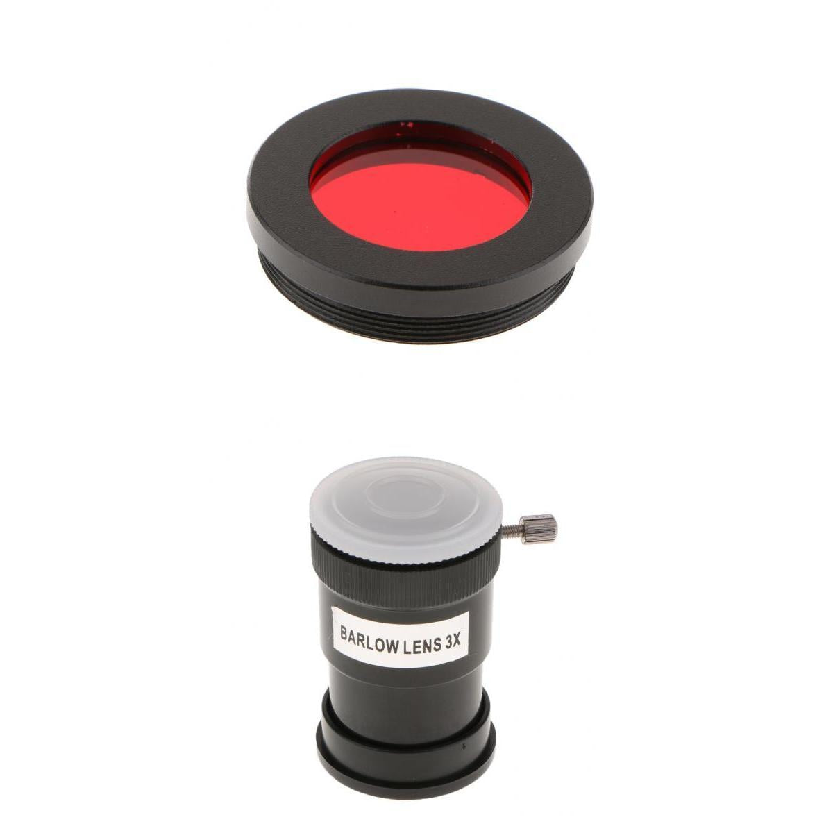 Barlow Lens 1.25inch/31.7mm Astronomy Telescope Eyepiece 3X & Red Filter