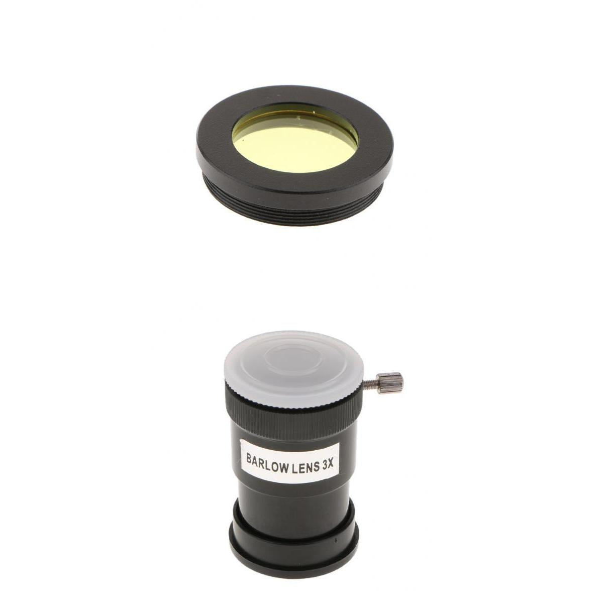 Barlow Lens 1.25inch/31.7mm Astronomy Telescope Eyepiece 3X & Yellow Filter