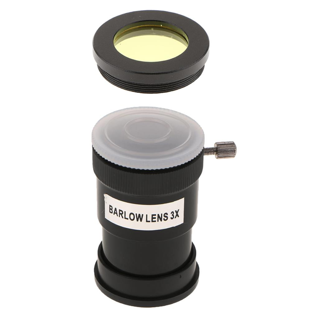 Barlow Lens 1.25inch/31.7mm Astronomy Telescope Eyepiece 3X & Yellow Filter