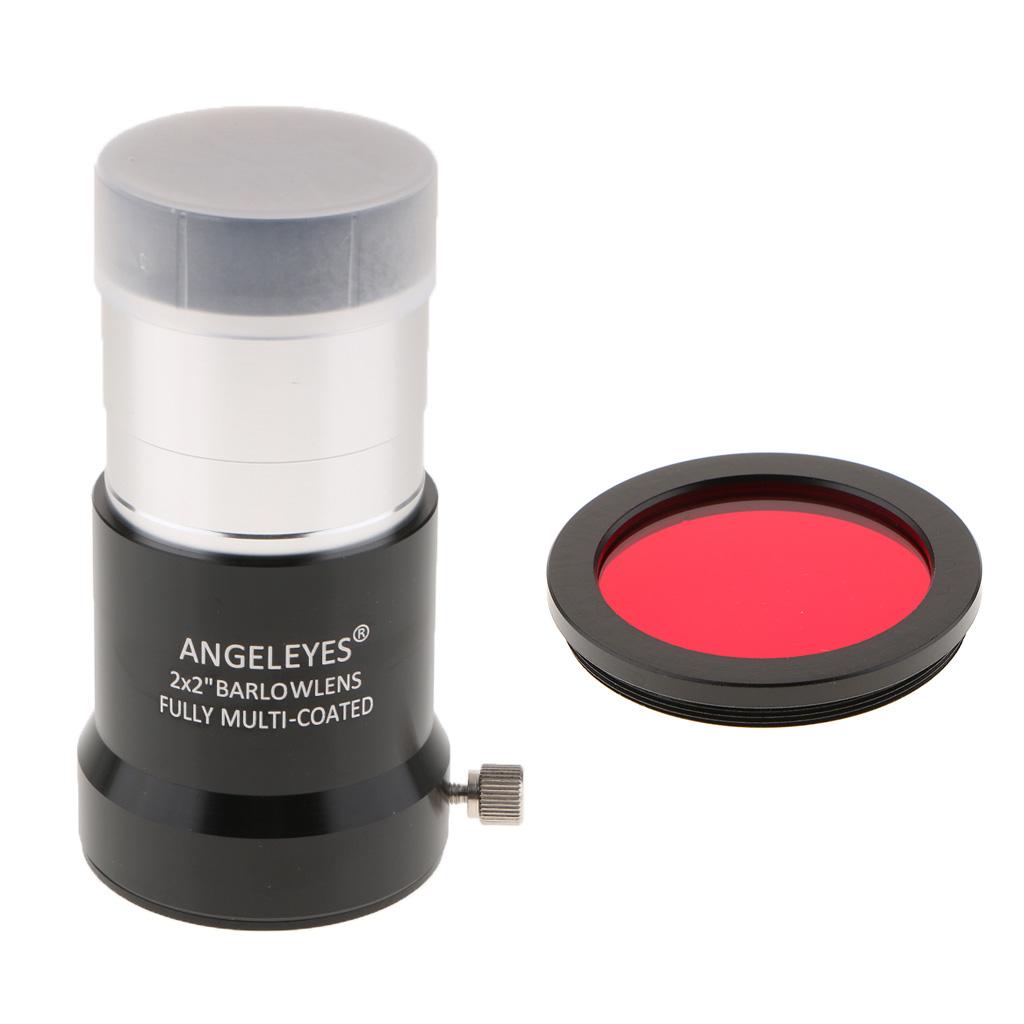 2inch Astronomy Telescope Barlow Lens Eyepiece for Celestron 2X & Red Filter