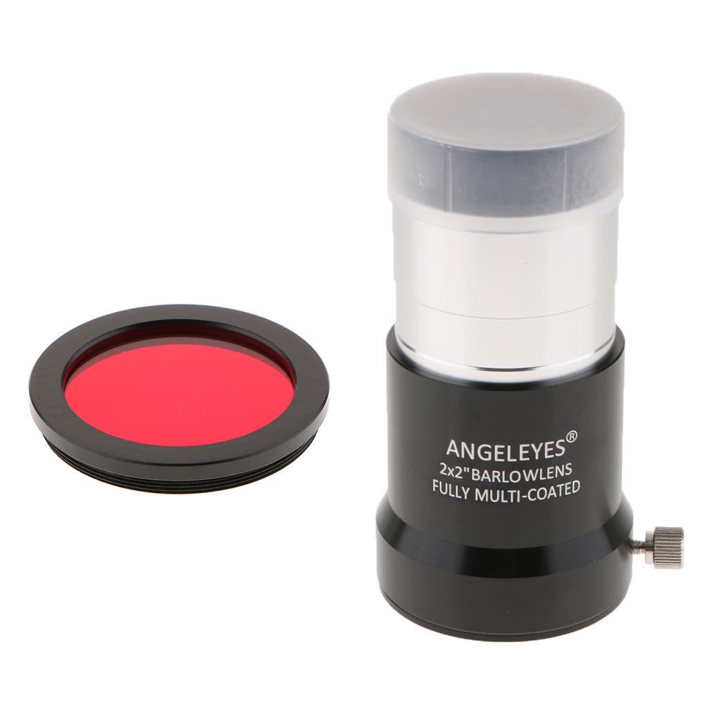 2inch Astronomy Telescope Barlow Lens Eyepiece for Celestron 2X & Red Filter