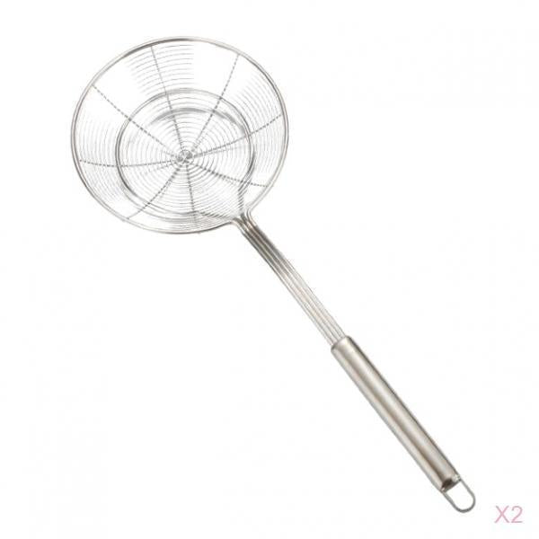 2x14cm Kitchen Spider Strainer Skimmer, Asian Strainer Ladle Stainless Steel