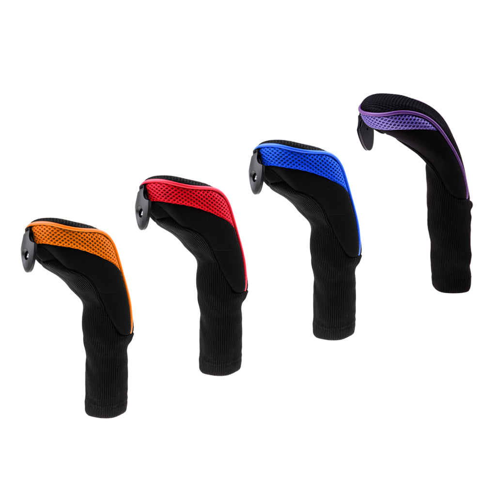 4 Pieces Mesh Long Neck Golf Club Rescue Head Cover Golf Hybrid UT Headcover