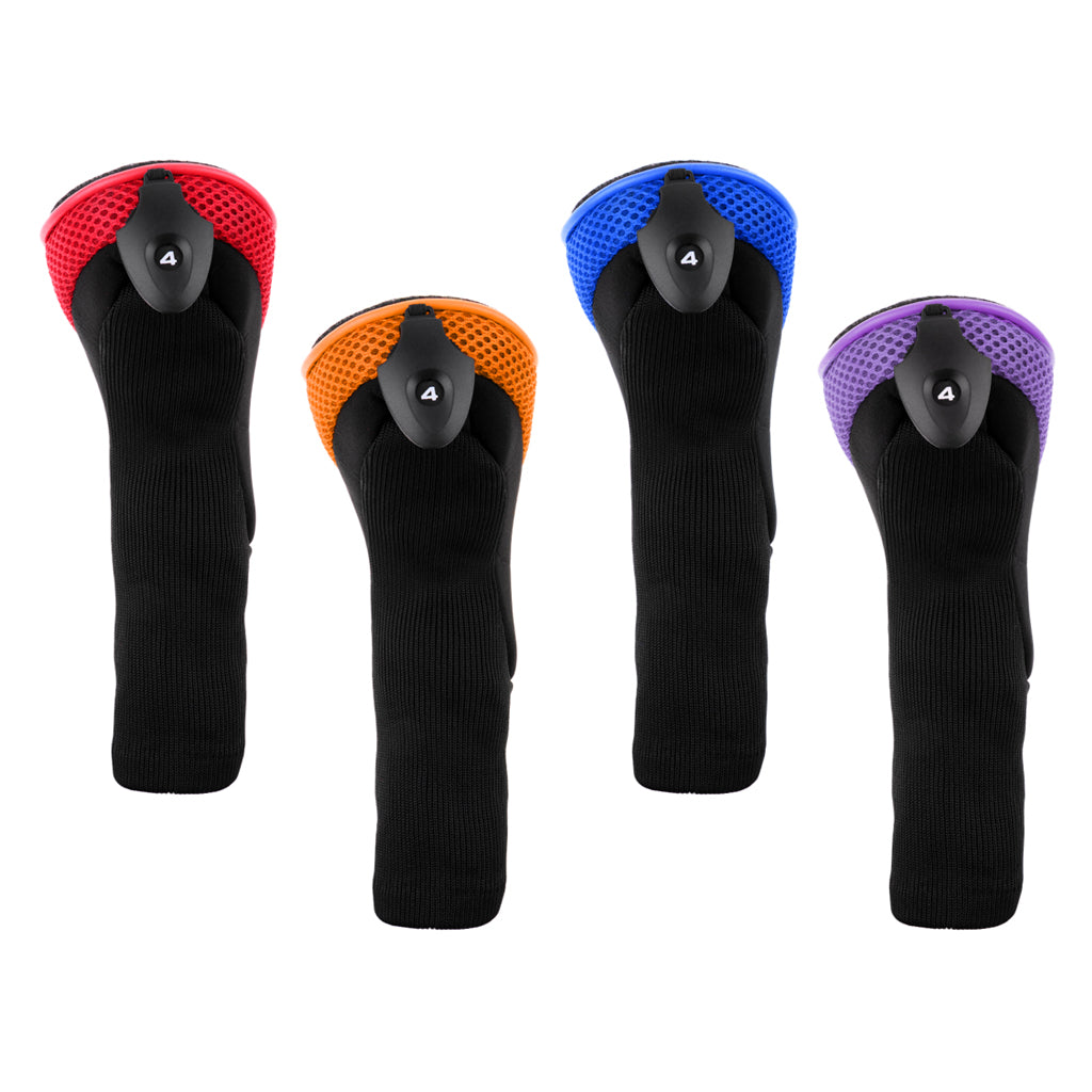 4 Pieces Mesh Long Neck Golf Club Rescue Head Cover Golf Hybrid UT Headcover
