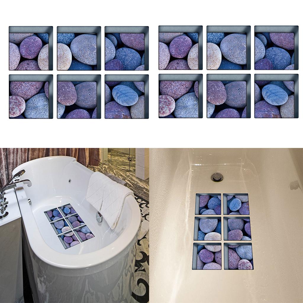 12pcs 13x13cm 3D Effect Anti Slip Waterproof Bathtub Sticker Pebbles(Blue)
