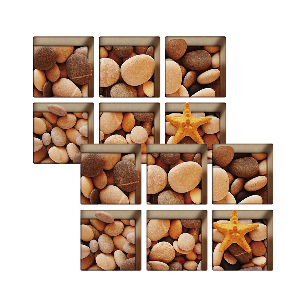 12pcs 13x13cm 3D Effect Anti Slip Waterproof Bathtub Sticker Pebble(Brown)
