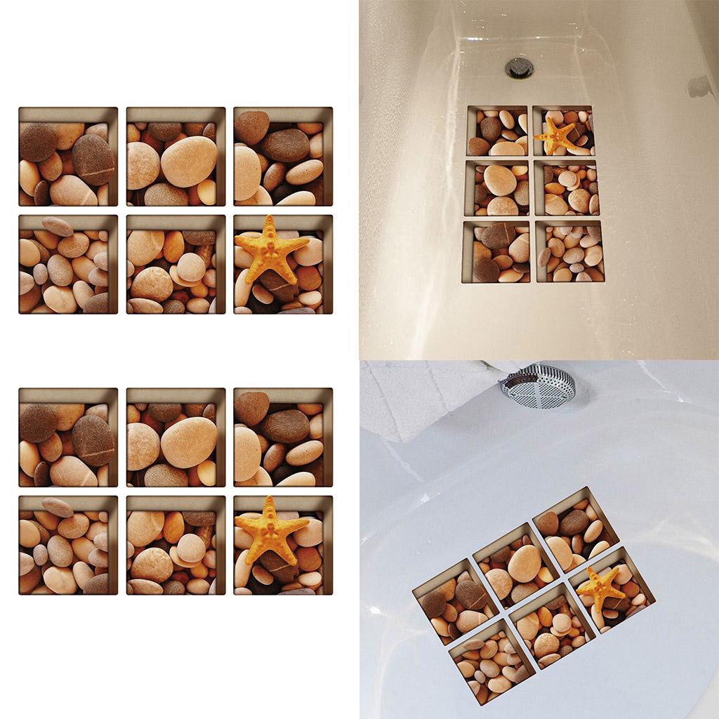 12pcs 13x13cm 3D Effect Anti Slip Waterproof Bathtub Sticker Pebble(Brown)
