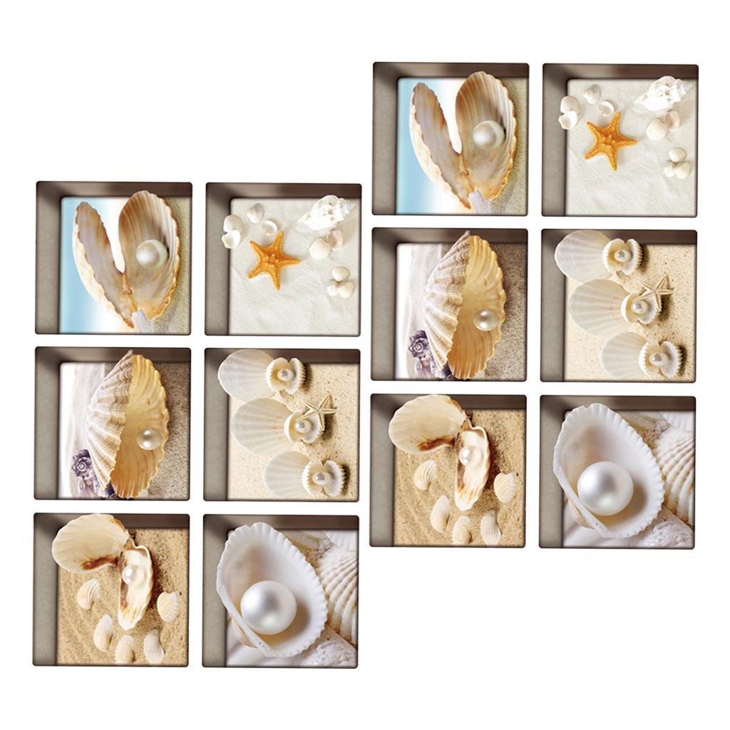12pcs 13x13cm 3D Effect Anti Slip Waterproof Bathtub Sticker Shells