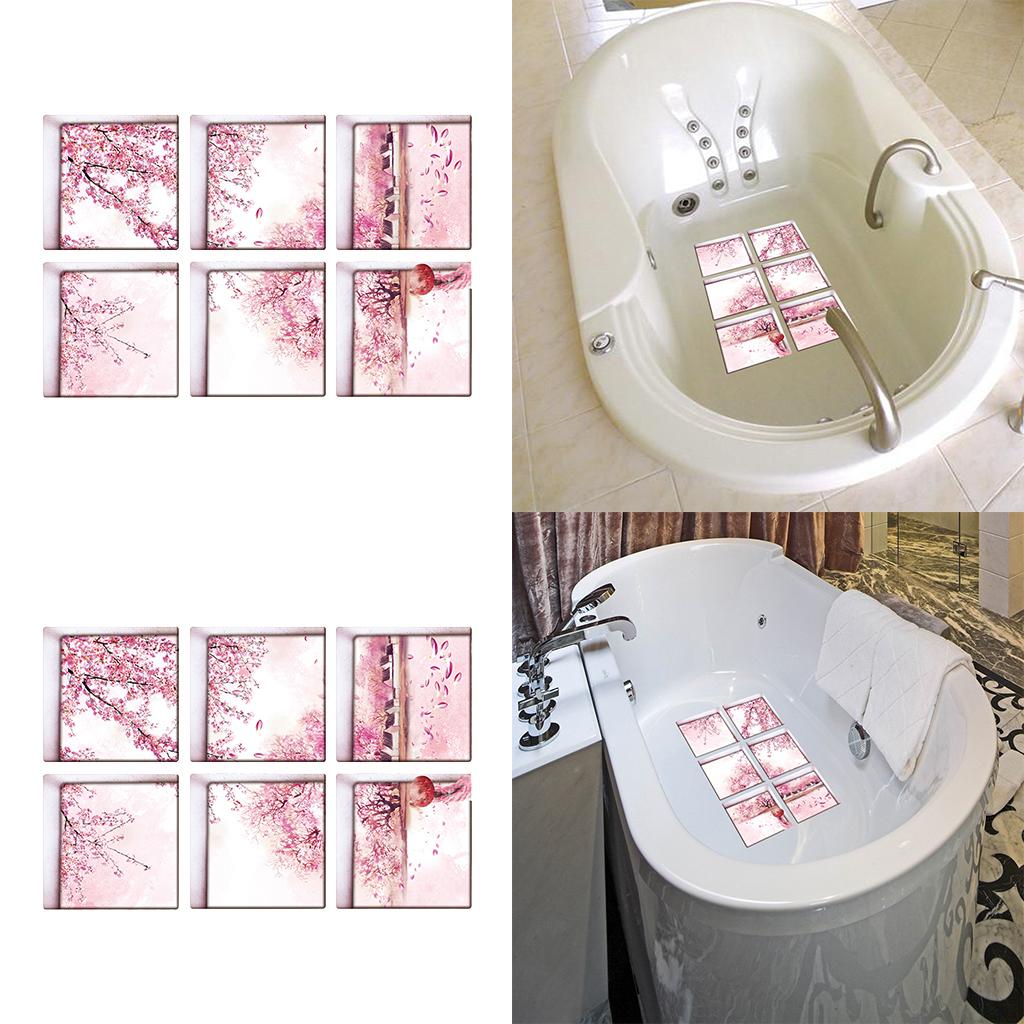 12pcs 13x13cm 3D Effect Anti Slip Waterproof Bathtub Sticker Flower