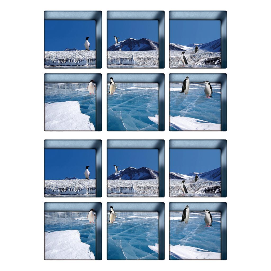 12pcs 13x13cm 3D Effect Anti Slip Waterproof Bathtub Sticker Penguin