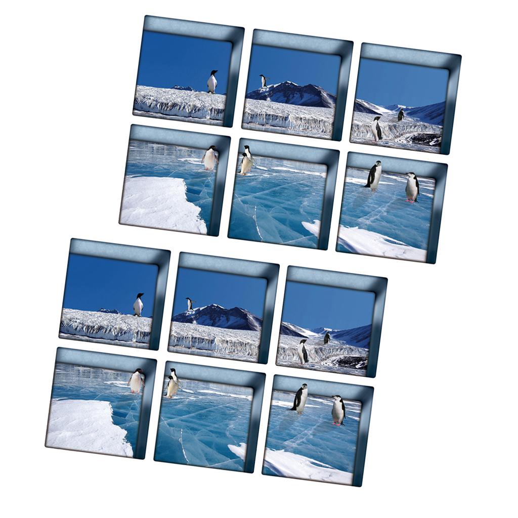 12pcs 13x13cm 3D Effect Anti Slip Waterproof Bathtub Sticker Penguin