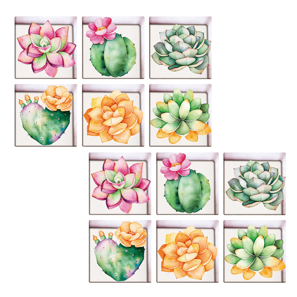12pcs 13x13cm 3D Effect Anti Slip Waterproof Bathtub Sticker Succulent Plant