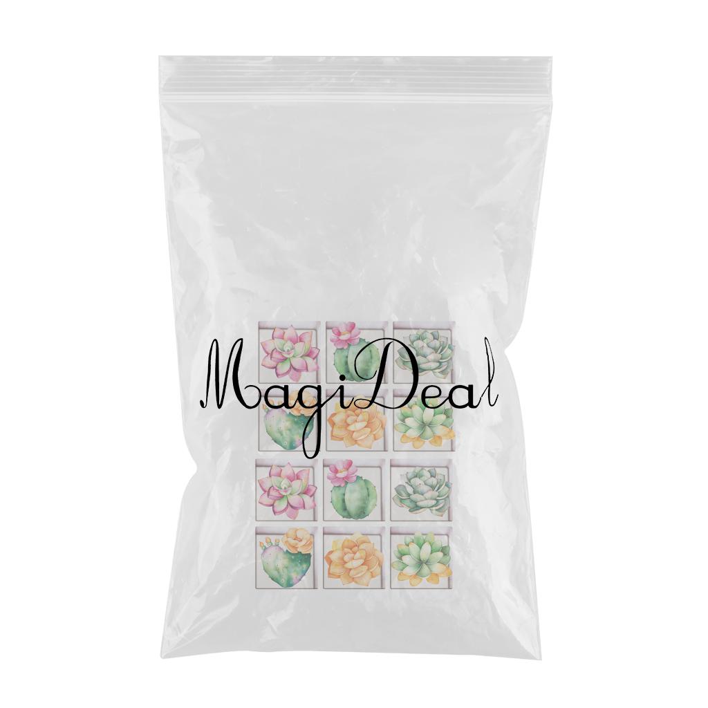 12pcs 13x13cm 3D Effect Anti Slip Waterproof Bathtub Sticker Succulent Plant