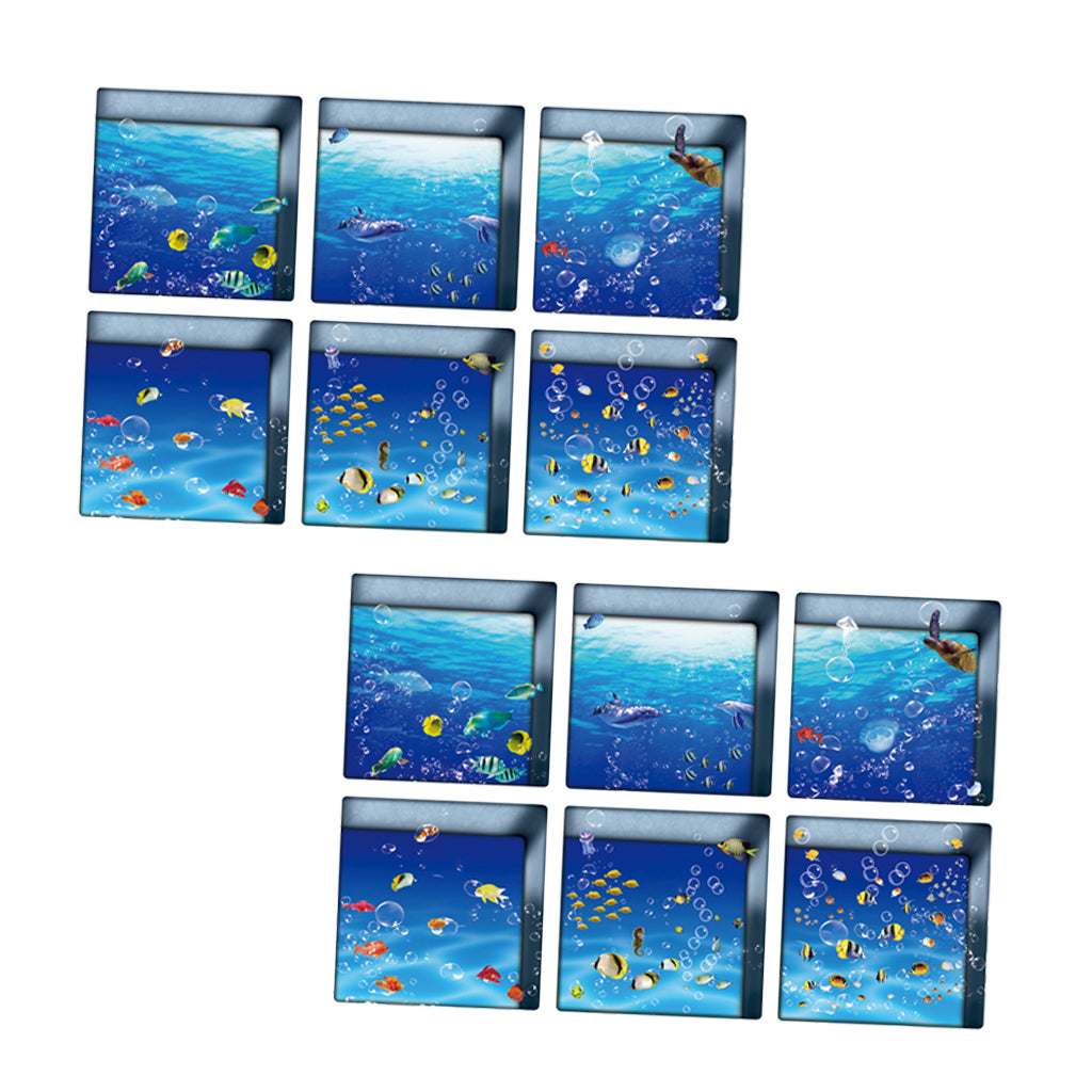 12pcs 13x13cm 3D Effect Anti Slip Waterproof Bathtub Sticker Fishes