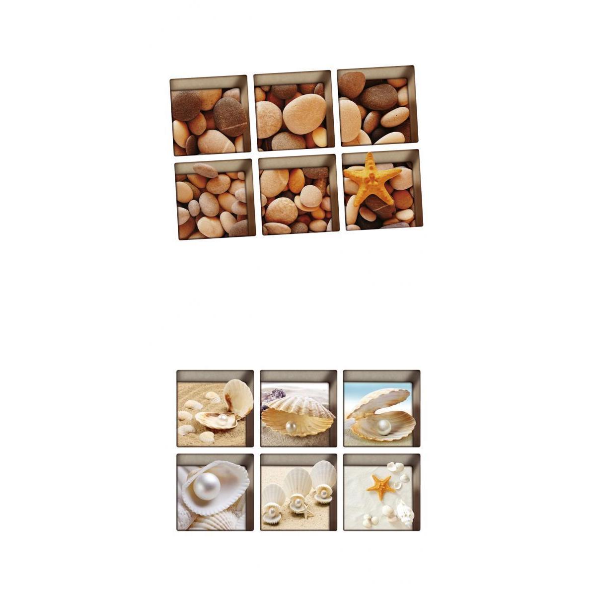 12pcs 13x13cm 3D Effect Anti Slip Waterproof Bathtub Sticker Pebbles Shells