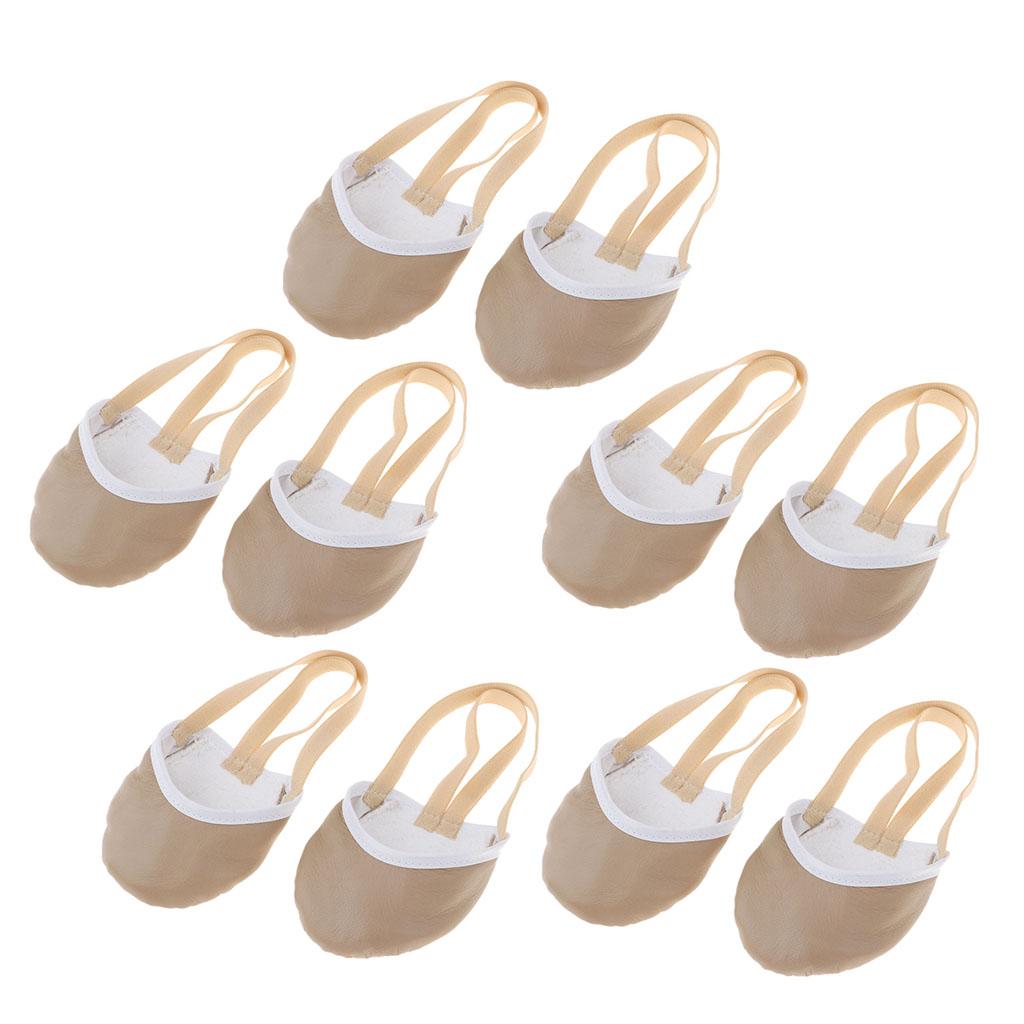 5 Pairs Women Girls Rhythmic Gymnastics Dance Leather Half Sole Toe Shoes XS