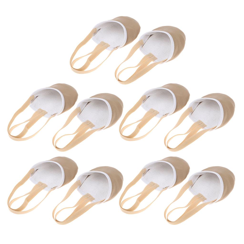 5 Pairs Women Girls Rhythmic Gymnastics Dance Leather Half Sole Toe Shoes XS