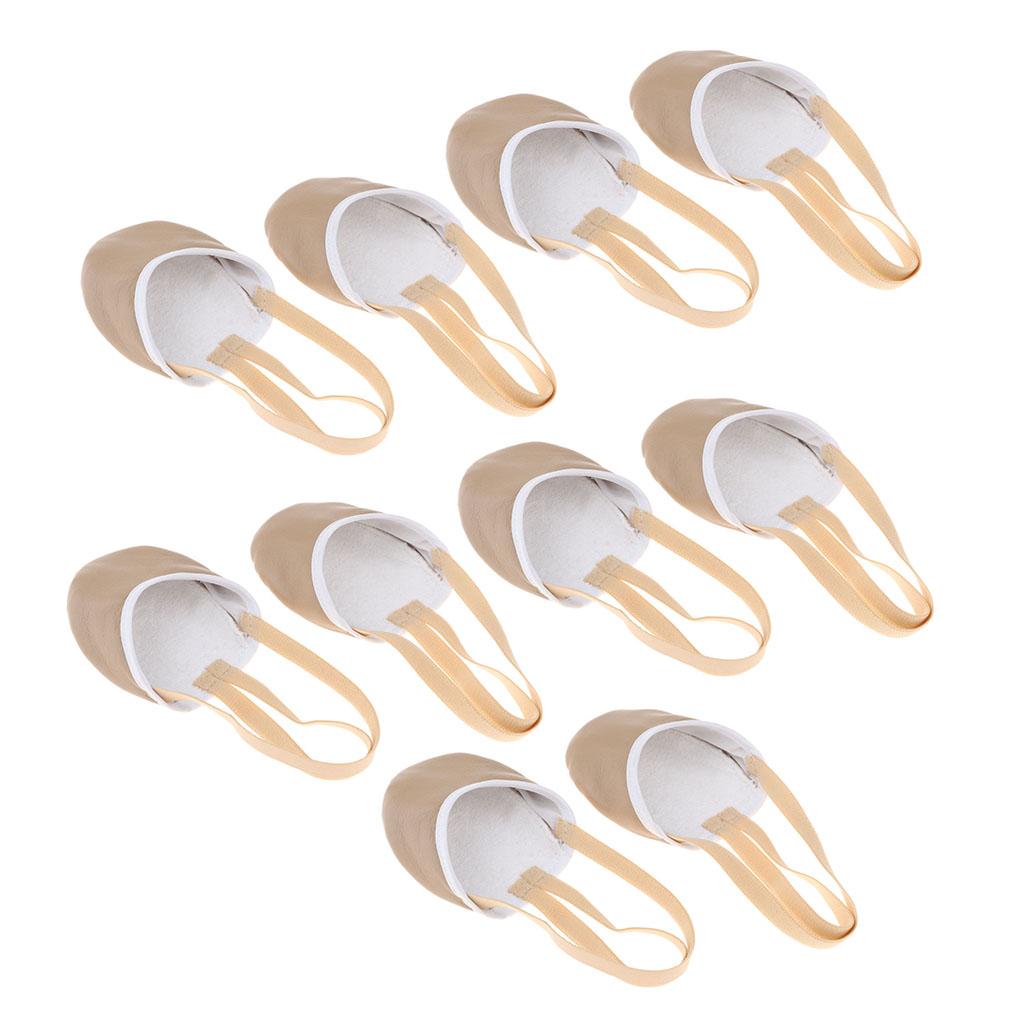 5 Pairs Women Girls Rhythmic Gymnastics Dance Leather Half Sole Toe Shoes XS