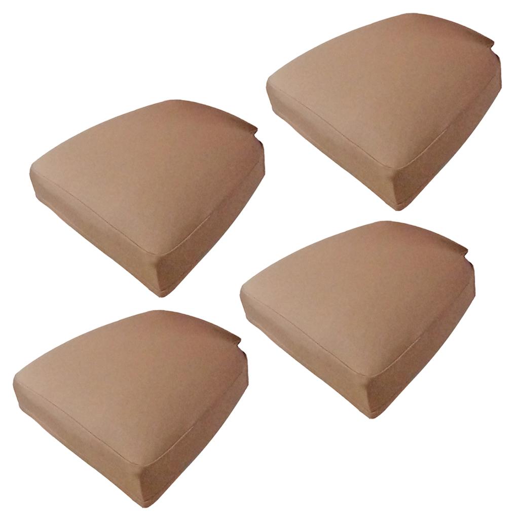 4pcs Stretch Spandex Dining Room Chair Cover Seat Pad Slipcover Brown
